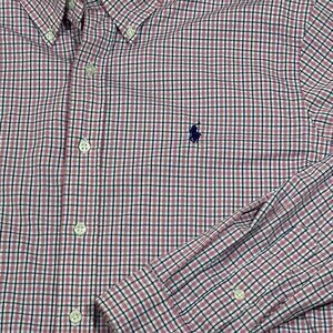 Polo Ralph Lauren Performance Shirt  Pink White‎ Blue Large Long  Sleeve